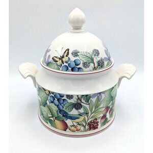 Villeroy & Boch CATALINA SOUP TUREEN Server Scalloped 10" Germany Butterfly Bird